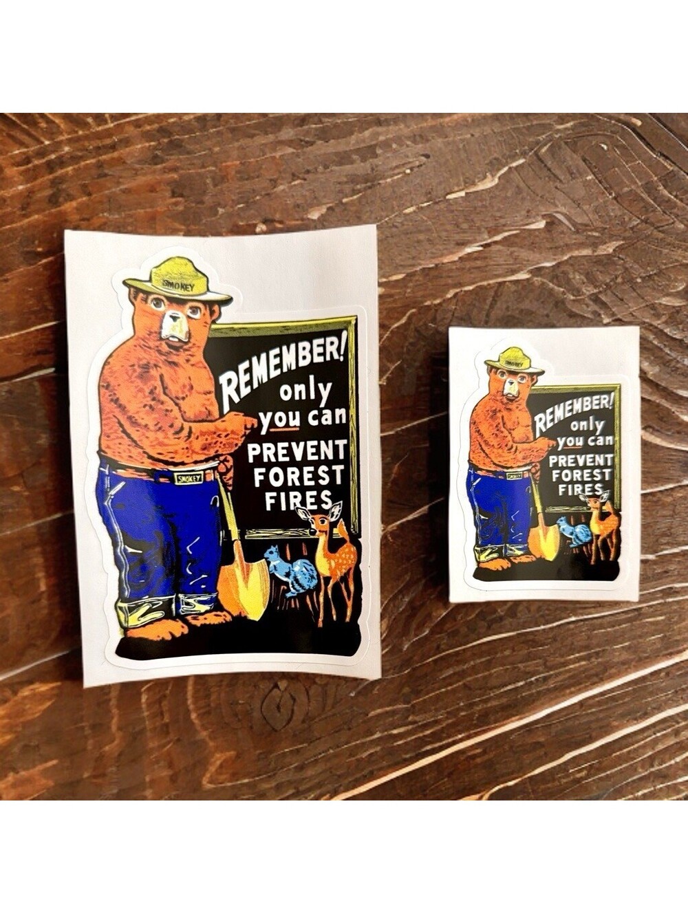 Sticker Set Smokey Bear, Prevent Forest Fires Wildfires Retro Fire Decal 3” & 5”